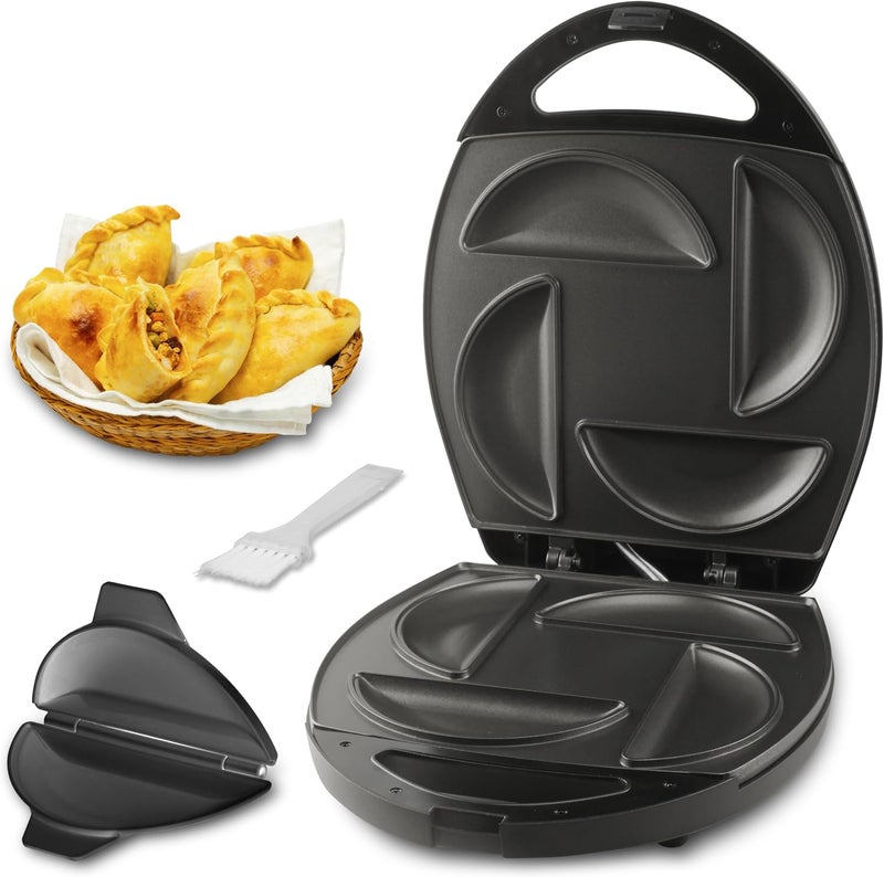 FineMade Electric Empanada Maker Machine with Press Mold,Large Dumpling Maker Press,Pierogi Maker Press Machine,Make 4 Psc of 6 Inches Large Empanadas,Jamaican Beef Patties,Calzones,Pocket Pies,Black - Image 1